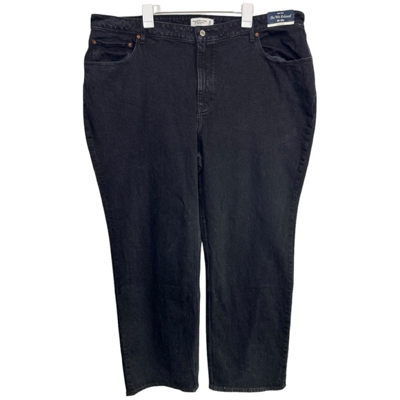 Abercrombie & Fitch 90s Relaxed Fit High Rise Curve Love Black Jeans Size 22R - Picture 1 of 5